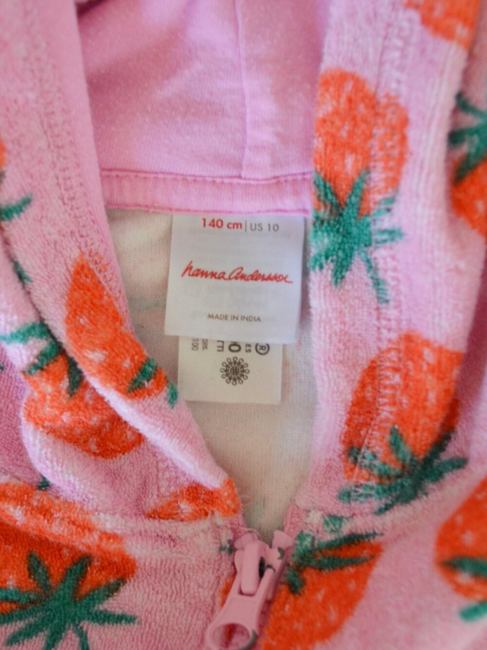 Girls' Hanna Andersson Strawberry Print Terry Swim Coverup Size 10 - Picture 5 of 11